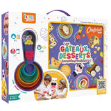 Coffret de cuisine pour enfant de la marque Chefclub, il s'agit d'un coffret en carton avec un livre de cuisine pour enfant nommé les gâteaux et desserts incontournables avec les tasses de mesures chefclub