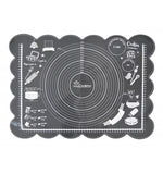 Tapis silicone a paâtissier avec graduations et équivalence grammage de couleur noir et blanc