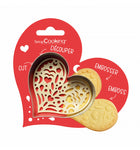 Découpoir à biscuit + tampon en bois, presenter dans son emballage en forme de coeur