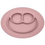 Happy mat rose d'EZPZ, plateau silicone alimentaire avec 3 compartiments